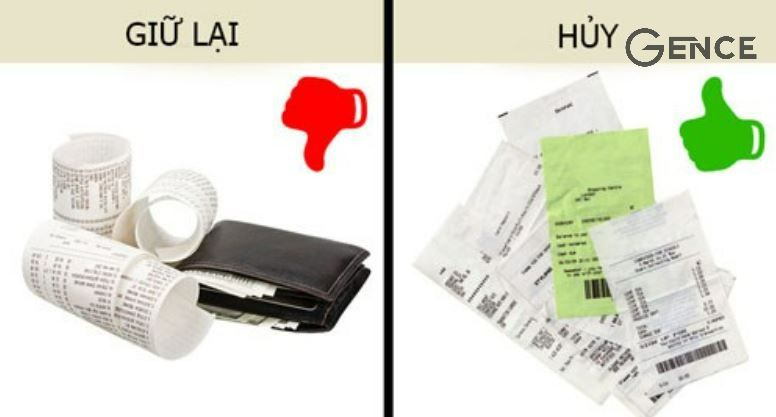 Không nên cho hóa đơn đã thanh toán vào ví