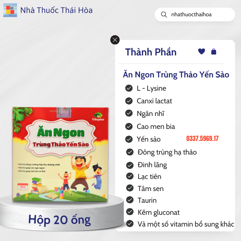 Ăn Ngon Trùng Thảo Yến Sào có những thành phần gì?