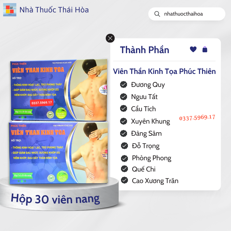 Thành phần của viên thần kinh tọa Phúc Thiên