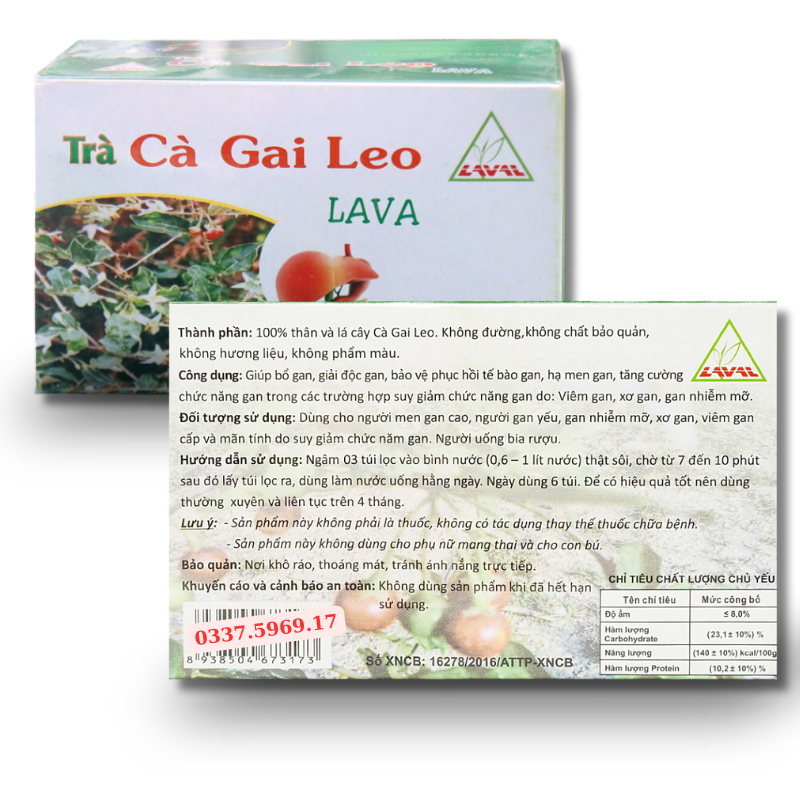 Trà Cà Gai Leo Lava thành phần 100% cà gai leo nguyên chất
