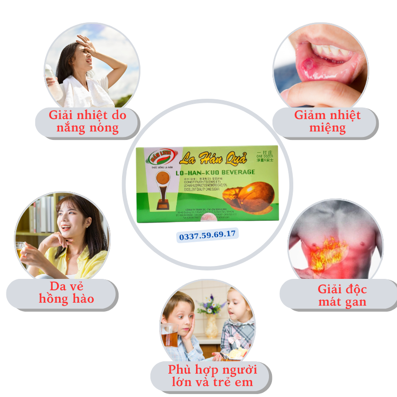 Viên La Hán Quả hòa tan Hán Linh giúp giảm nhiệt miệng