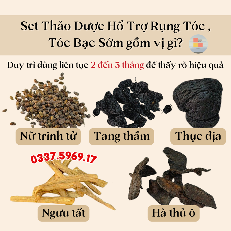Set Thảo Dược hổ trợ rụng tóc , tóc bạc sớm gồm vị gì?