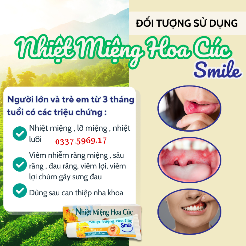 Nhiệt Miệng Hoa Cúc Smile giúp chiết xuất từ hoa cúc giúp thanh nhiệt