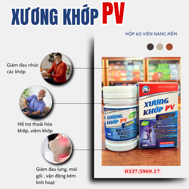 Viên Xương Khớp PV hổ trợ thoái hóa khớp viêm khớp