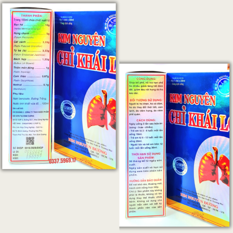 Kim Nguyên Chỉ Khái Lộ giảm ho khan ho đàm