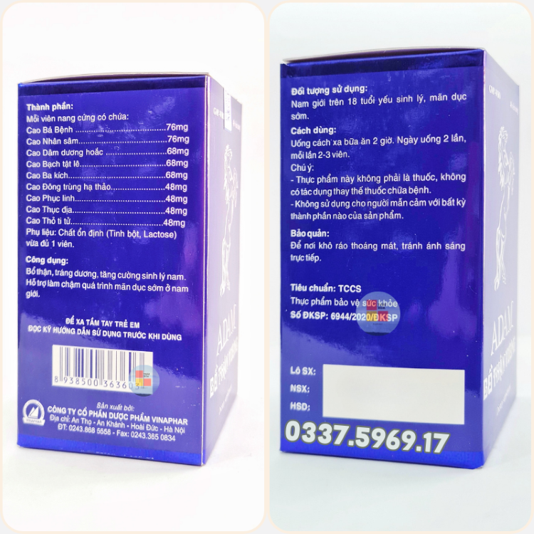 Adam Bổ Thận Vương tăng cường nội tiết tố nam testosteron