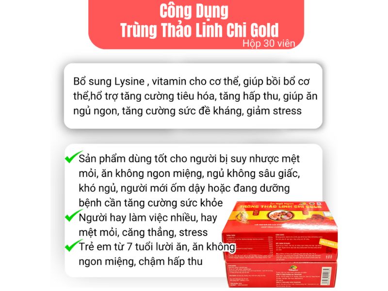 Viên Ăn Ngủ Ngon Trùng Thảo Linh Chi Gold