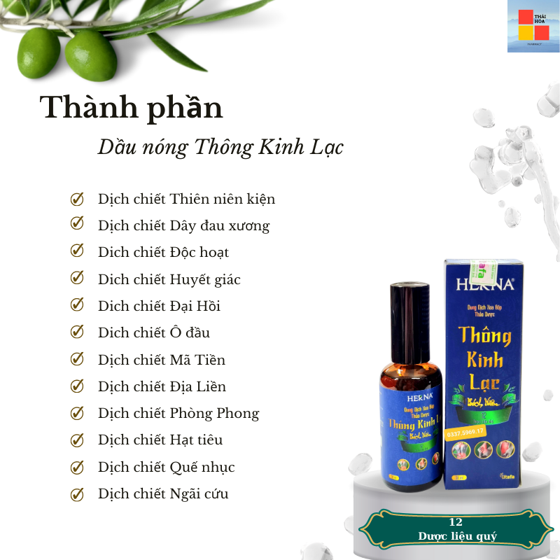 Dầu Thông Kinh Lạc thành phần