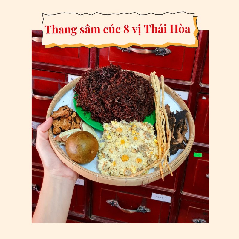 Nên dùng kèm Cúc Hoa với thang sâm Thái Hòa để tăng công dụng giải độc