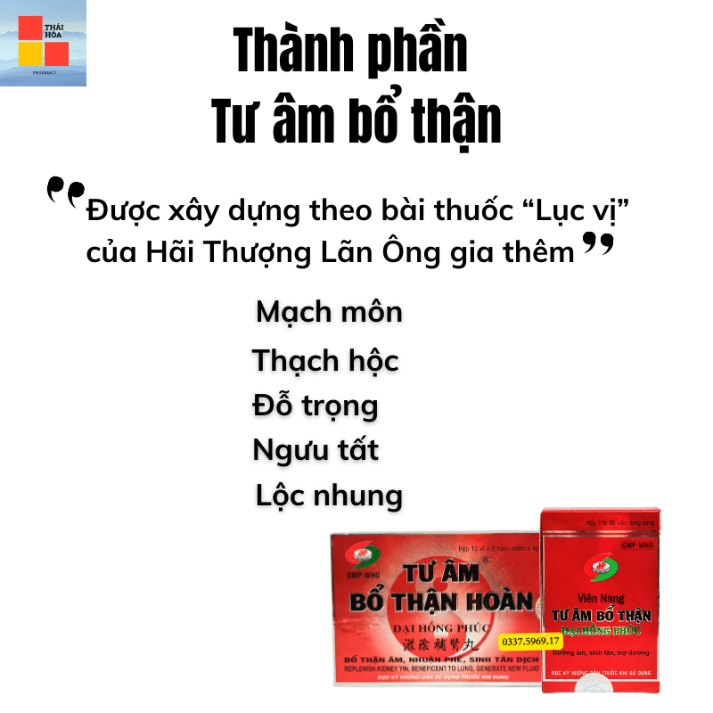 Tư âm bổ thận Đại Hồng Phúc - Thành phần
