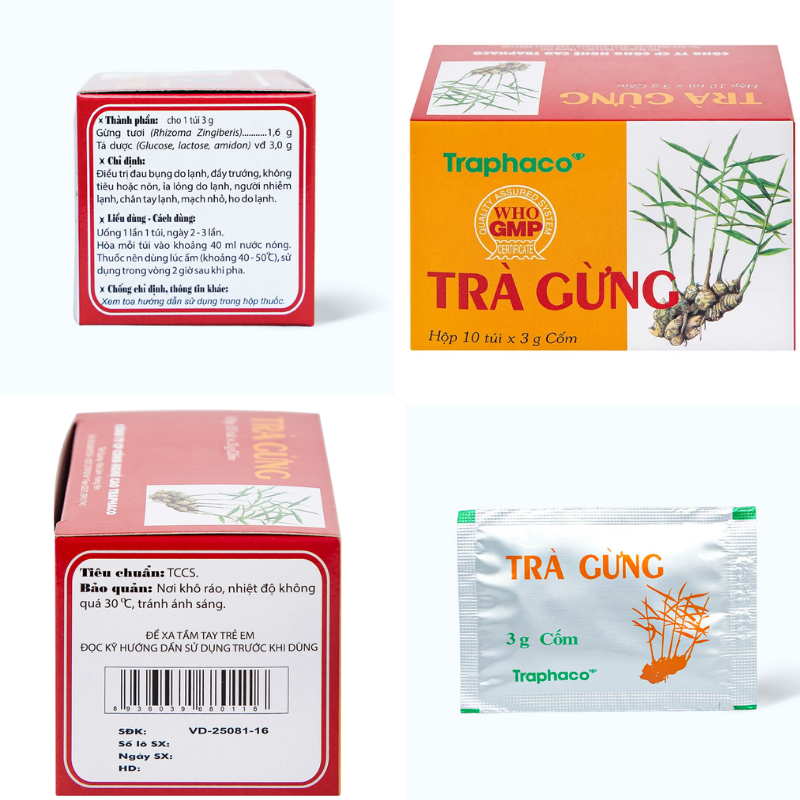 Trà gừng traphaco hồ trợ rối loạn tiêu hóa