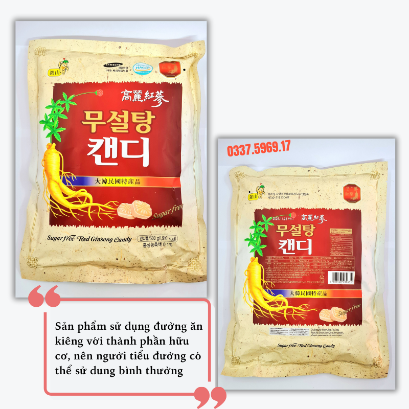 Kẹo Hồng Sâm Hàn Quốc Không Đường co bán tại Nhà Thuốc Thái Hòa