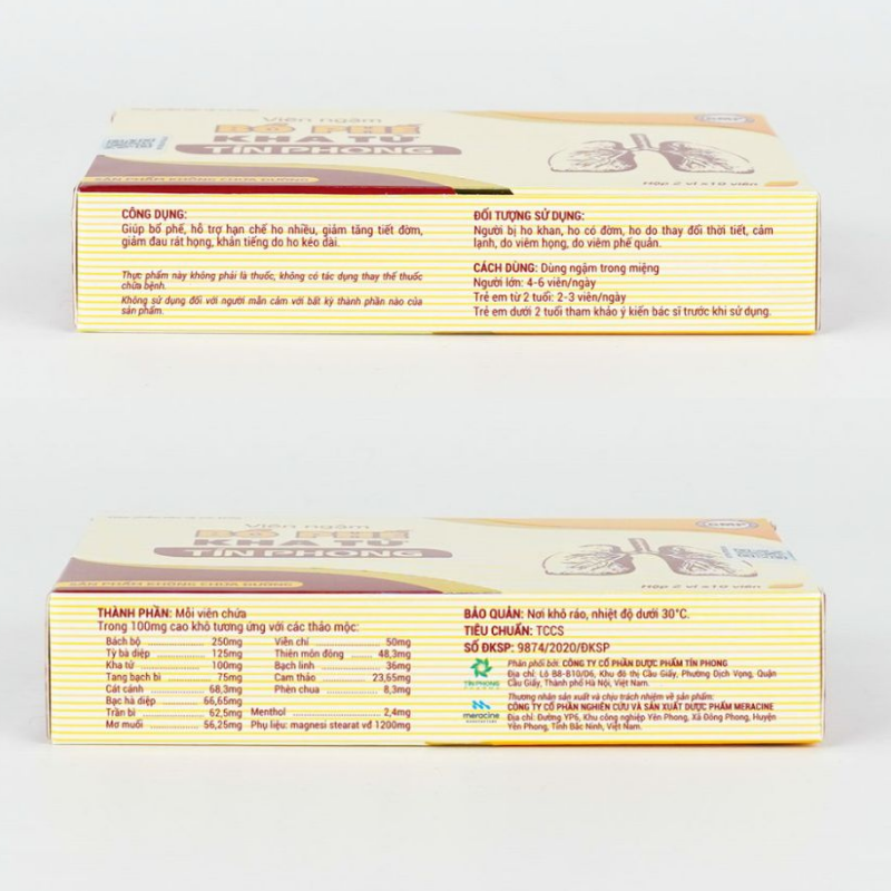 Thành phần Viên ngậm Kha tử Tín Phong