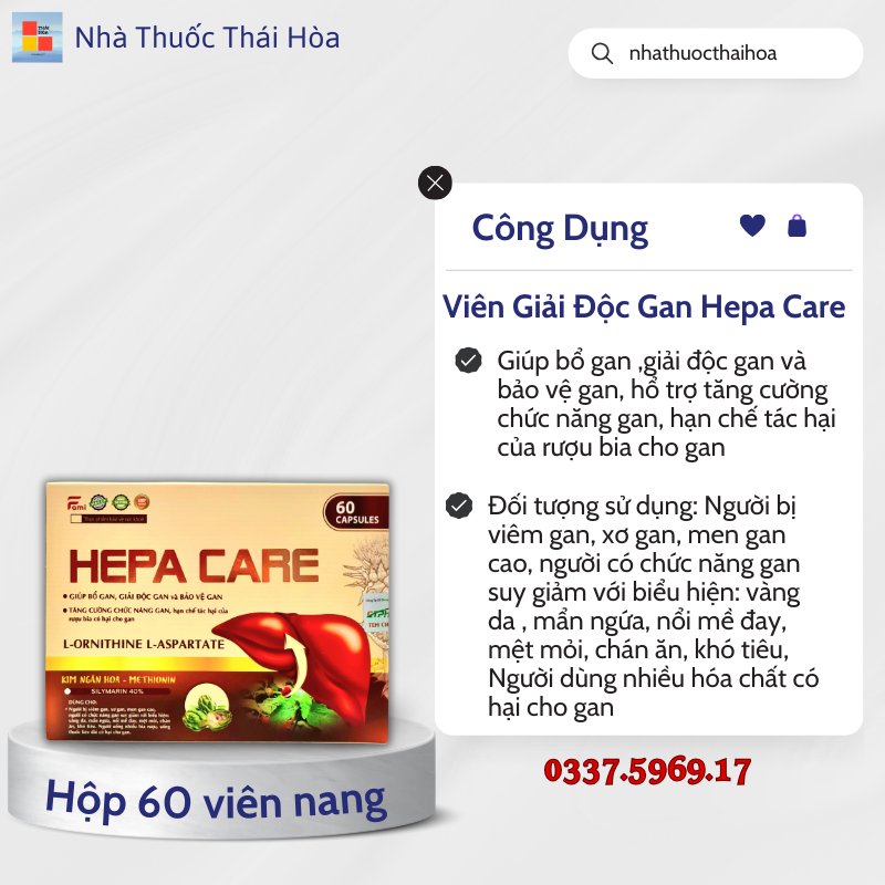 Công Dụng Viên giải độc gan hạ men gan HEPA CARE
