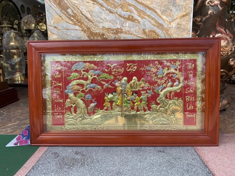 Tranh mừng thọ bằng đồng