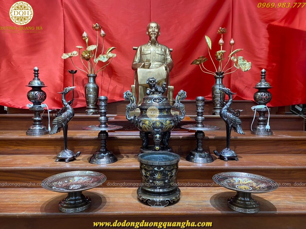 bộ đồ thờ ngũ sự kkharm ngũ sắc kèm phụ kiện