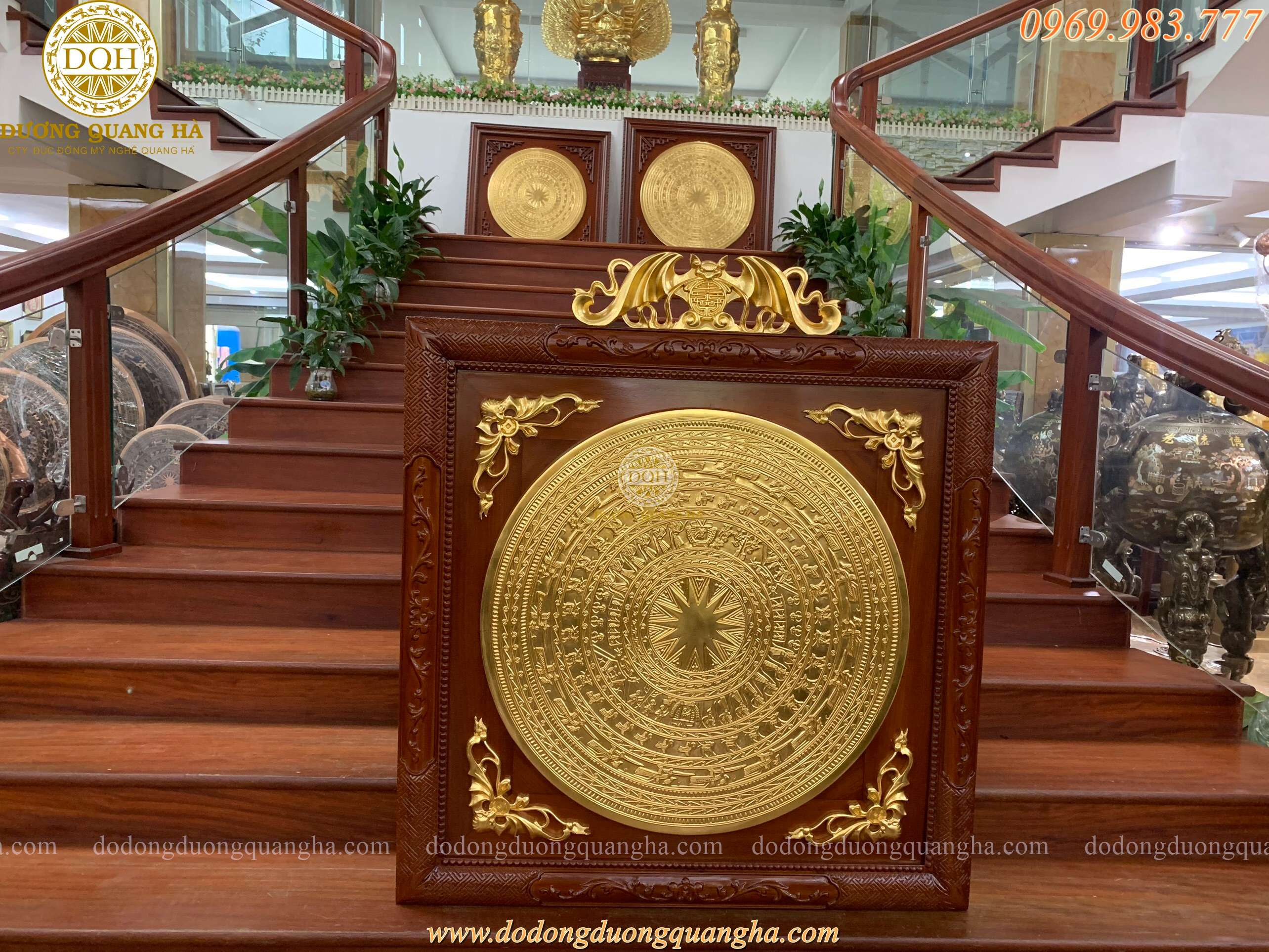TRANH MẶT TRỐNG ĐỒNG ĐƯỜNG KÍNH 80CM DÁT VÀNG 9999