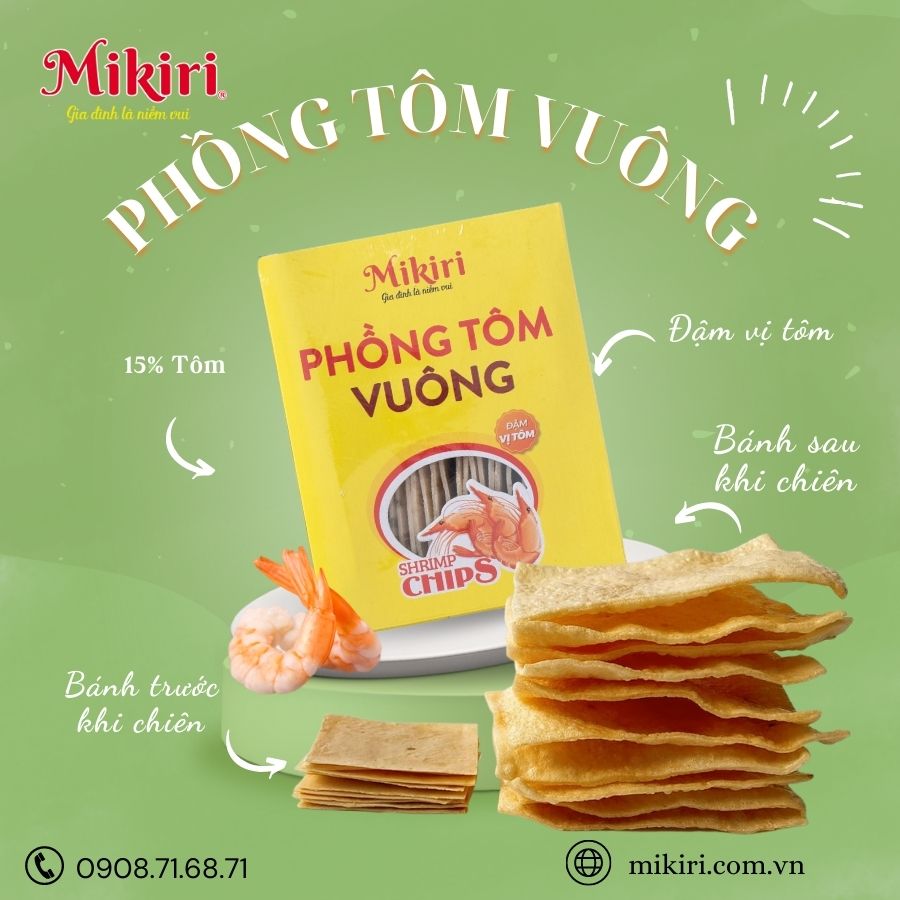 Bánh phồng tôm Mikiri - Đậm vị tôm với 15% tôm thật Banh-phong-tom-mikiri-vuong