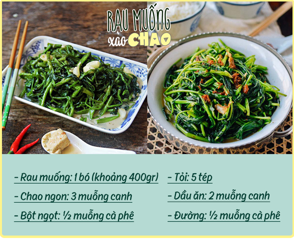 Rau muống xào chao - Món ăn ngon chế biến từ chao