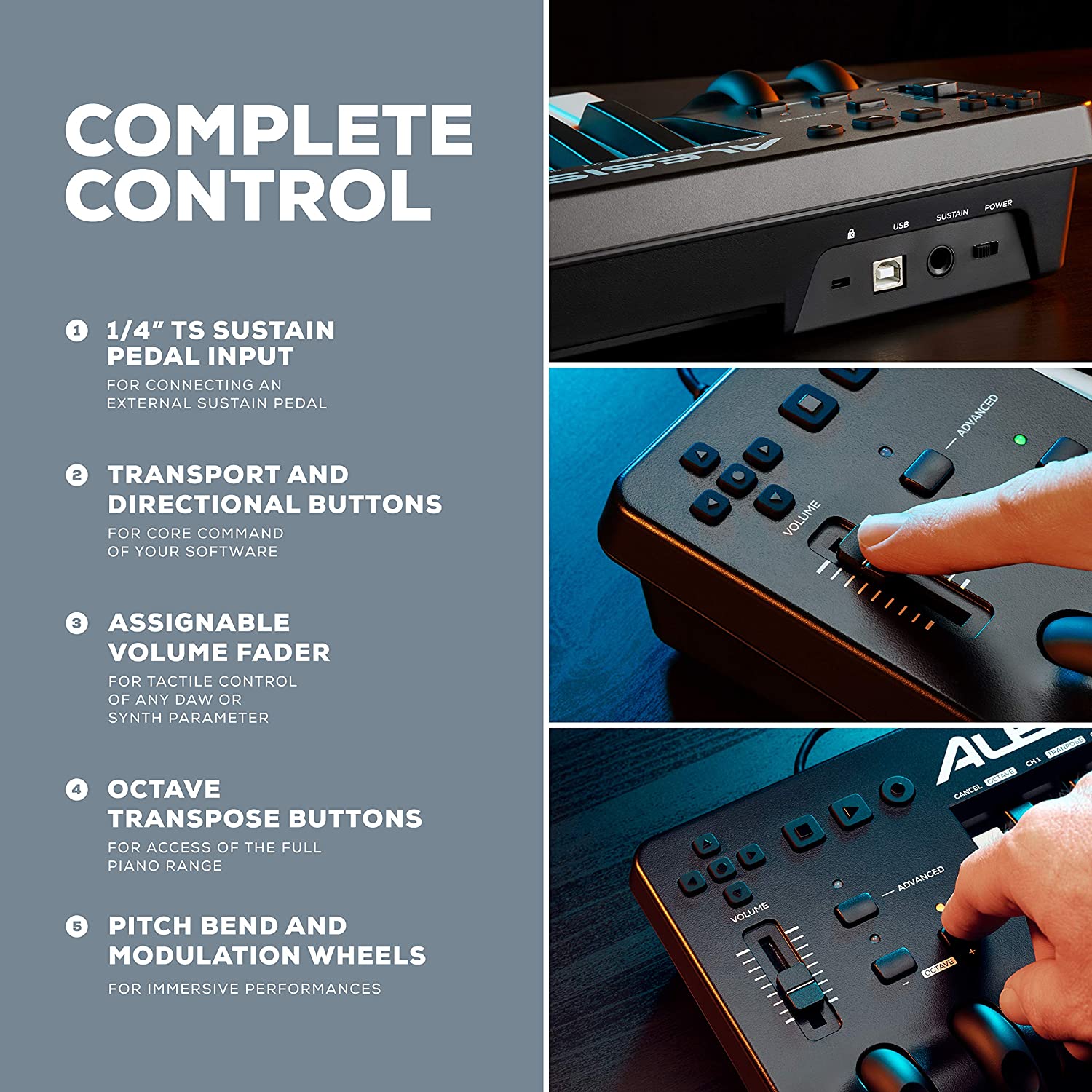 Alesis Q49 MKII 49-Key USB-MIDI Keyboard Controller hàng nhập khẩu chính hãng
