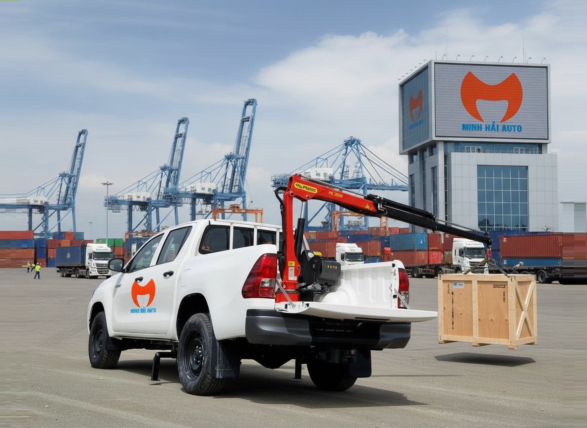 Bán tải lắp cẩu gấp Palfinger 900kg