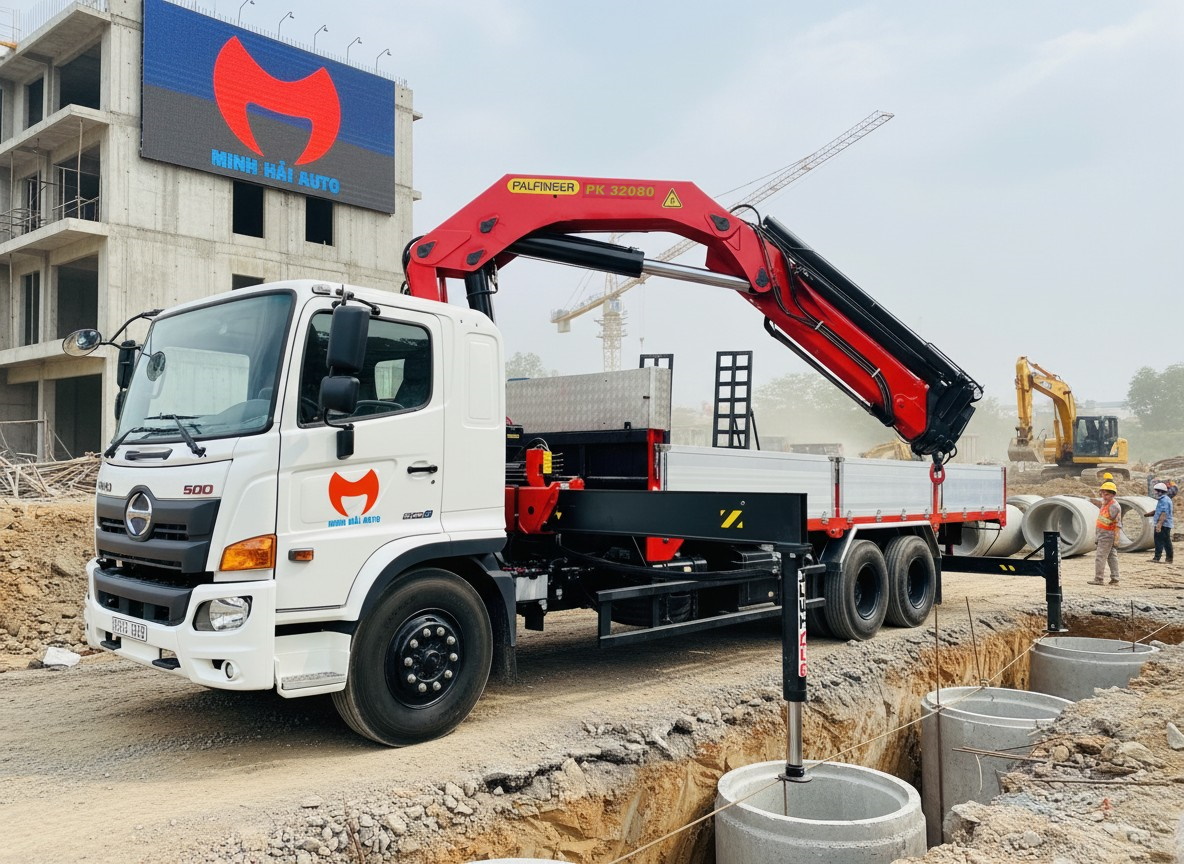 HINO FM Gắn cẩu gấp Palfinger 12 tấn PK 32080C