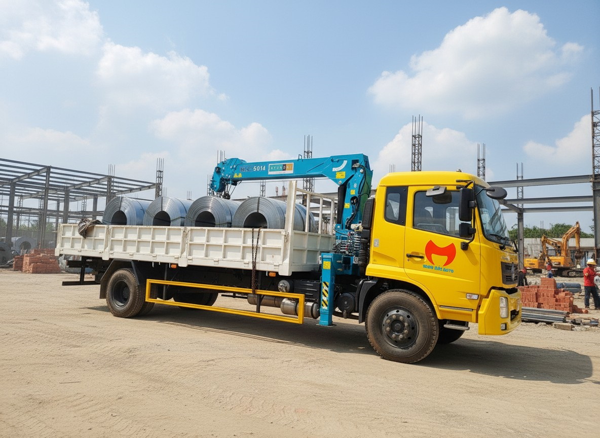 Dongfeng B180 gắn cẩu Hyundai Everdigm 5 tấn 4 đốt cần