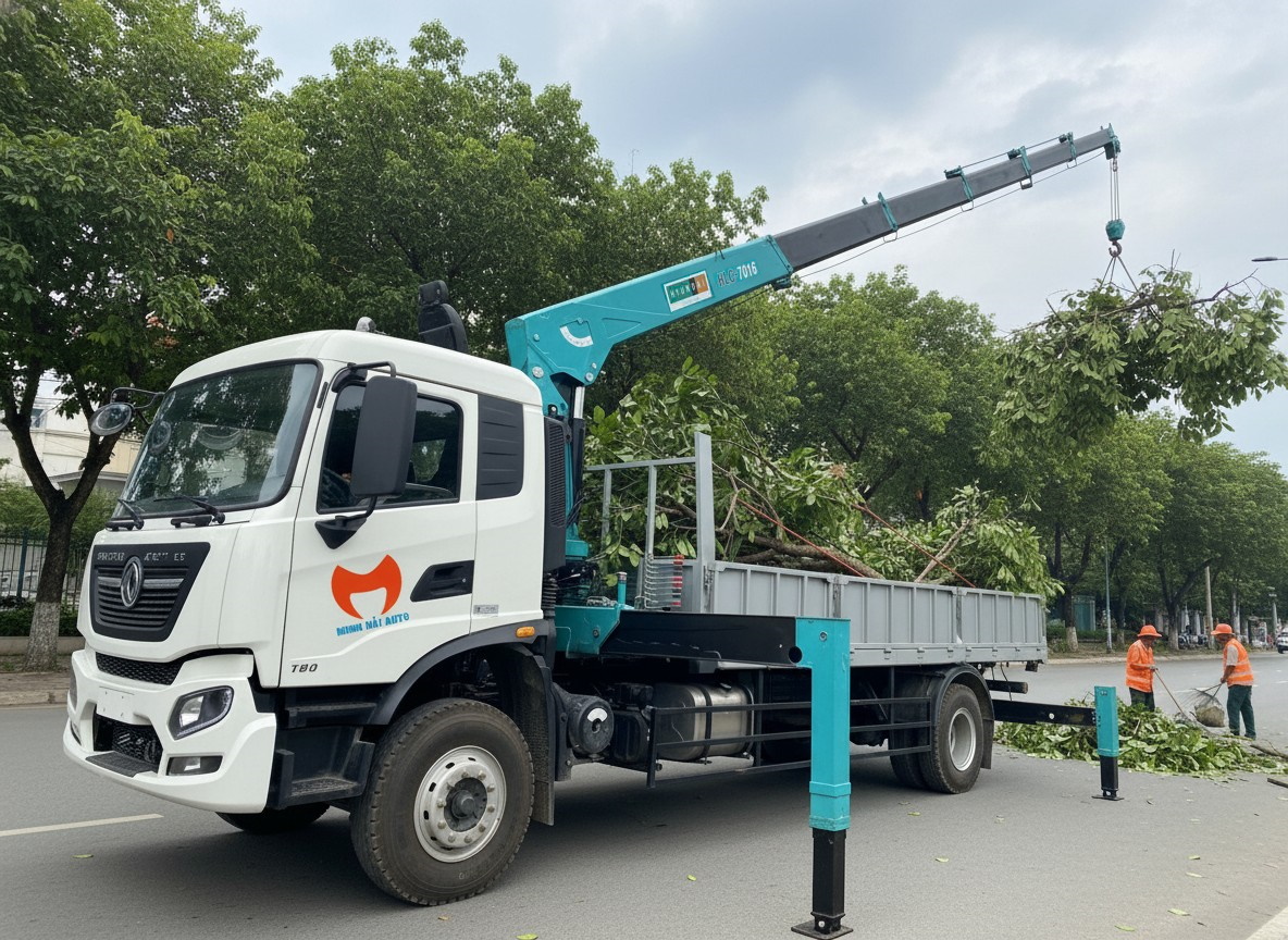 Dongfeng B180 gắn cẩu Hyundai Everdigm 6 tấn 6 đốt cần