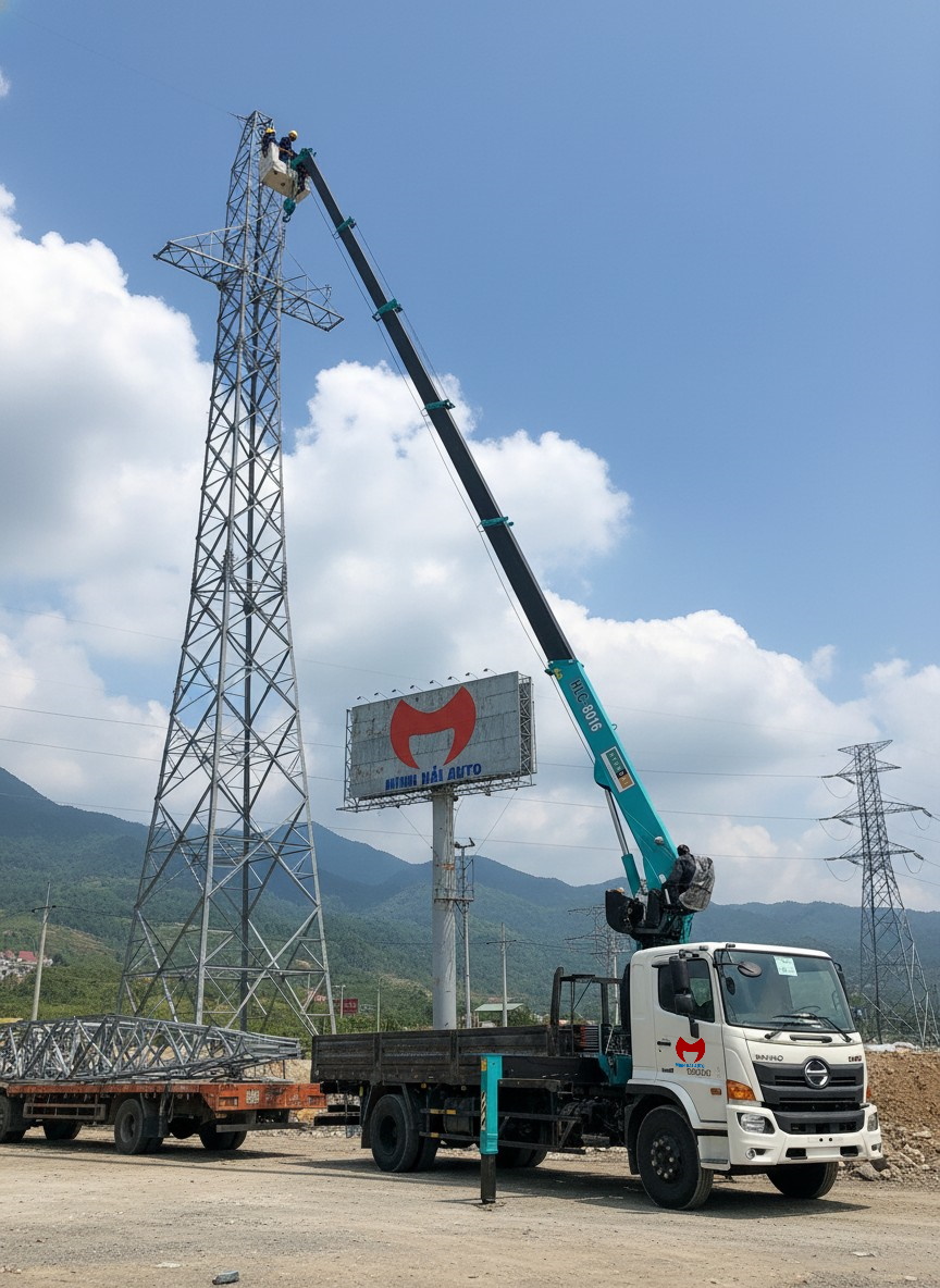 Hino FM gắn cẩu Hyundai Everdigm 8 tấn 6 đốt cần