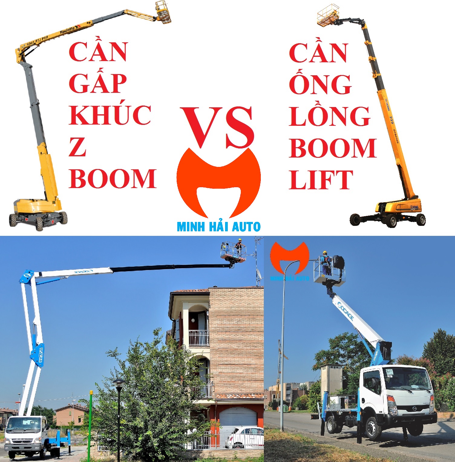 So sánh xe cần nâng gấp khúc z boom với cần ống lồng boom lift