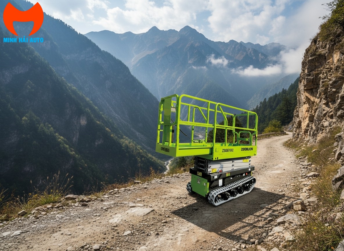 Giá bán xe nâng người cắt kéo- dạng bánh xích