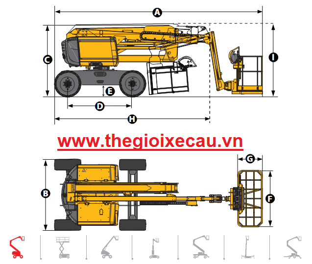 Xe nâng z boom khi gập gọn