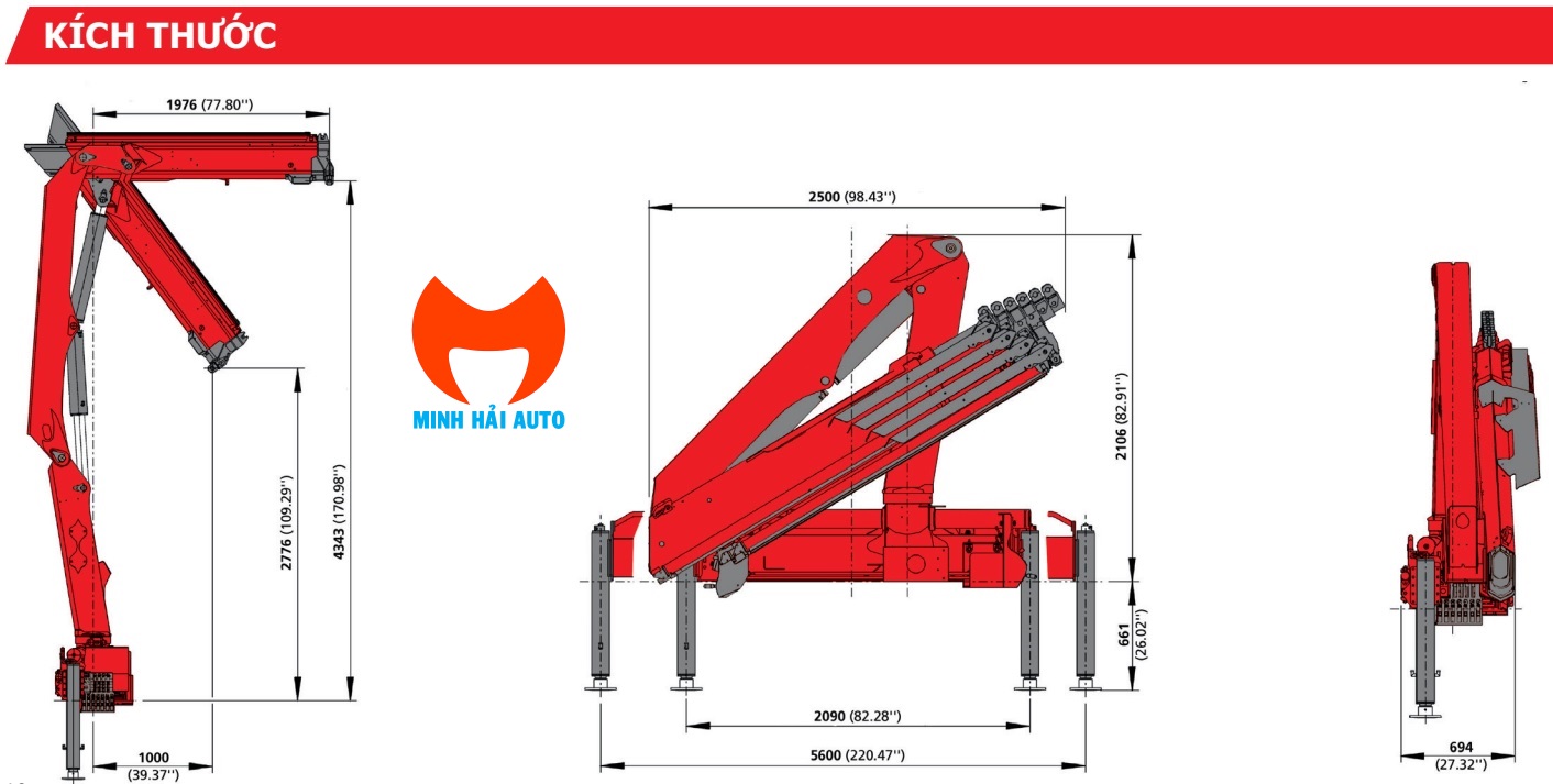 Cẩu gấp 3 tấn Palfinger PK10000- Kích thước