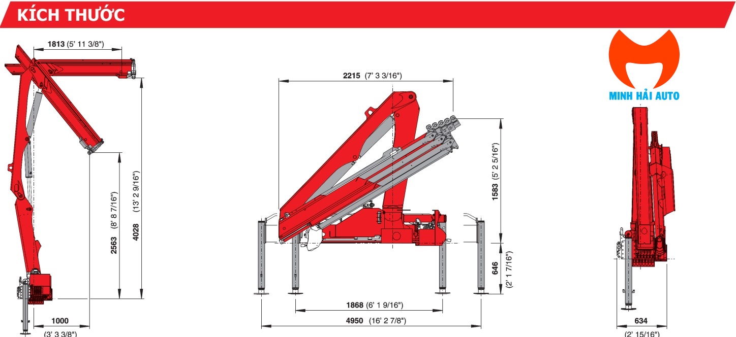 Cau gap 3 tan Palfinger PK6500- Kích thước