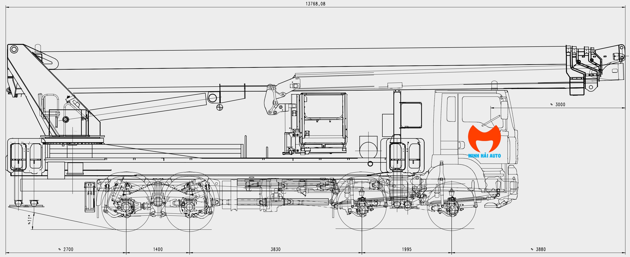 Kích thước tổng thể xe nâng người Palfinger 65m 500kV P650i