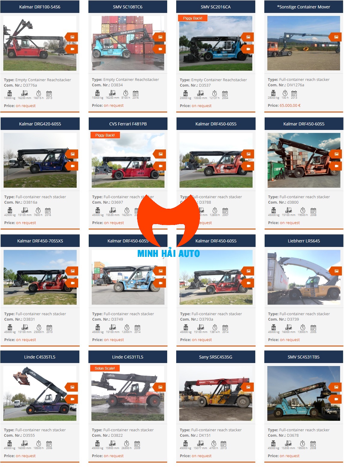 Danh sách xe nâng reach stacker cũ đã qua sử dụng