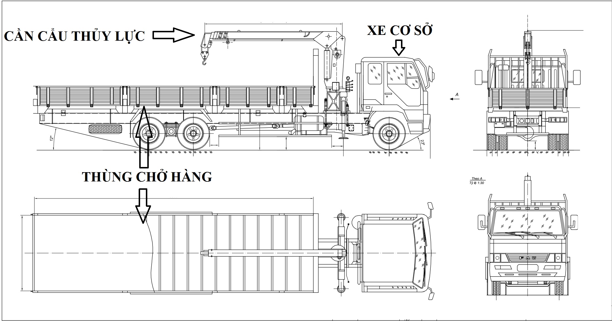 Cấu tạo xe tải gắn cẩu