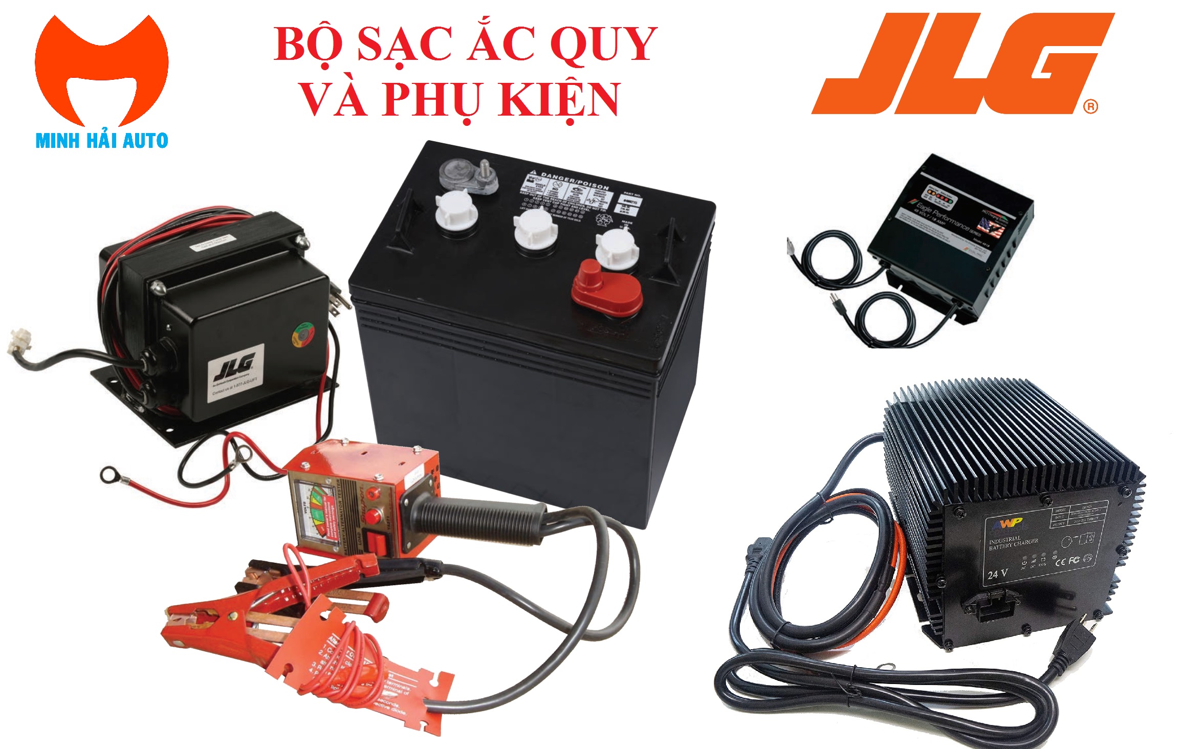 Bộ sạc, ắc quy và phụ kiện xe nâng JLG