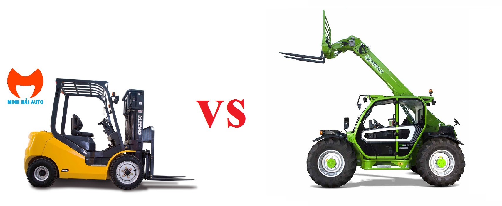 So sánh xe nâng đa năng telehandler và càng nâng forklift