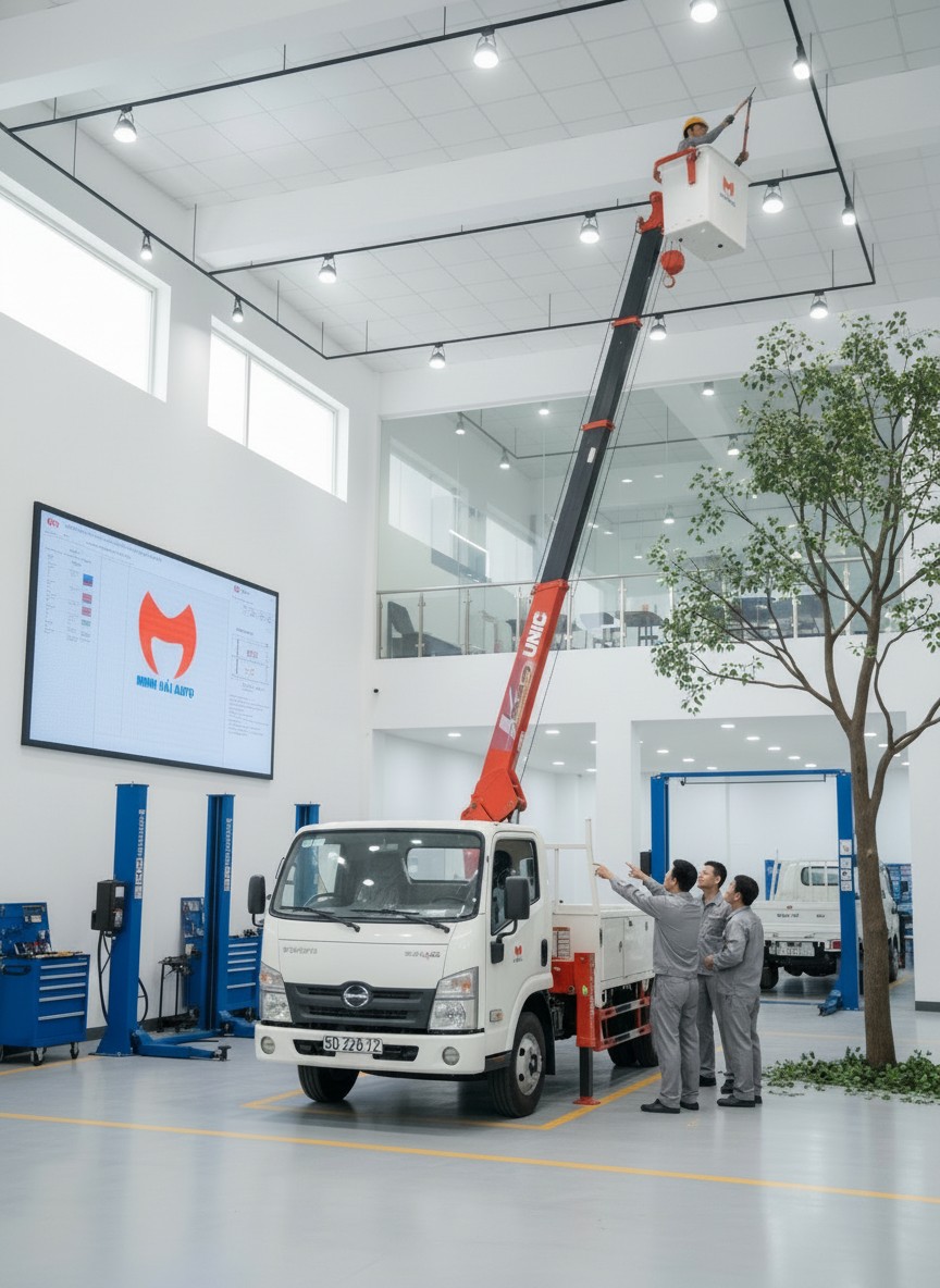 Xe tải Hino gắn cẩu Unic