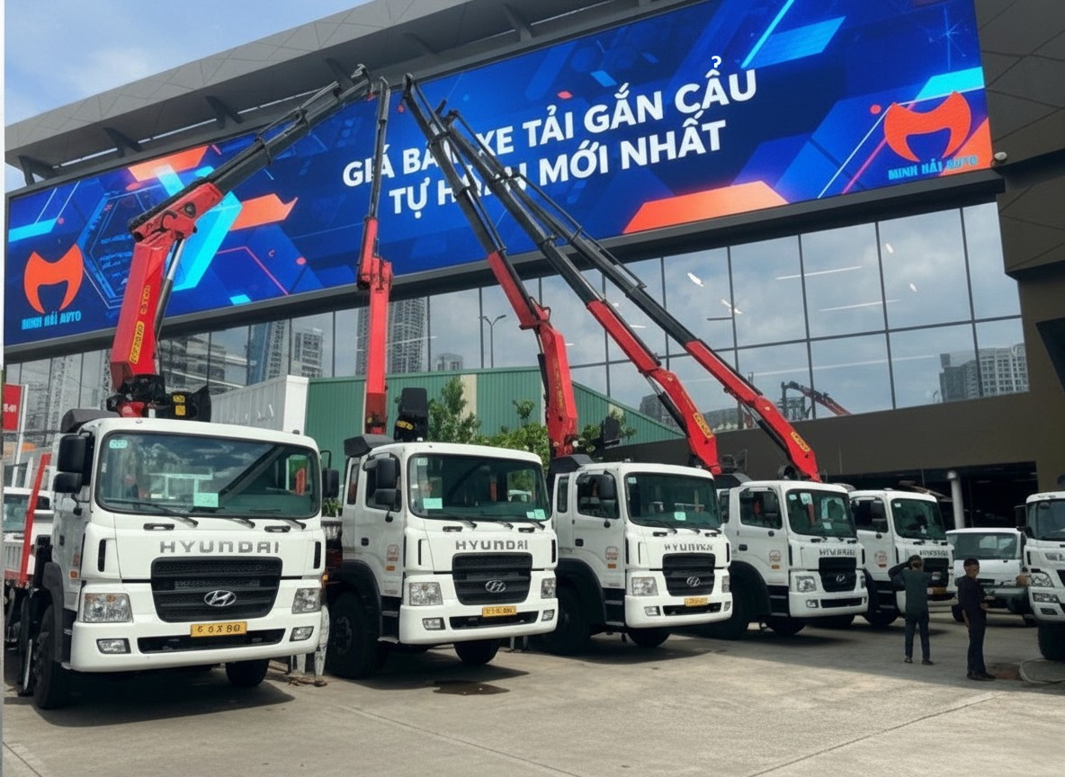 Bán xe tải gắn cẩu tự hành cần gấp khúc 1-15 tấn
