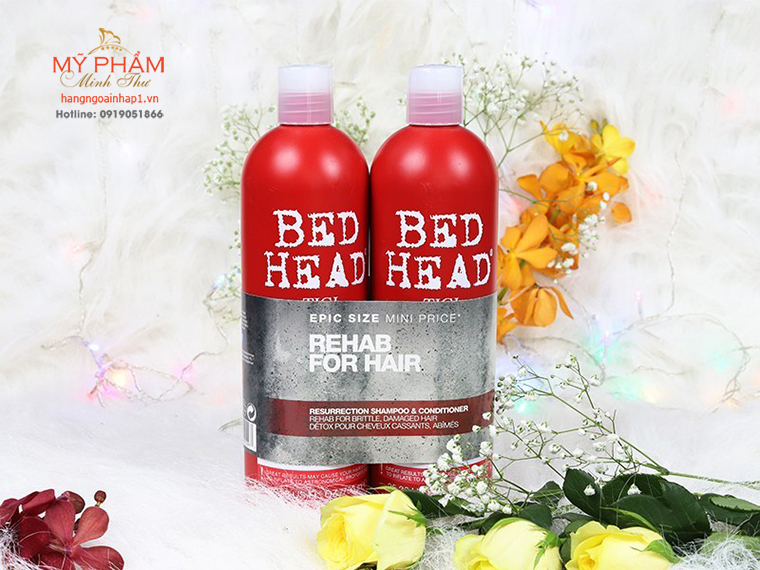 Cặp dầu gội xả phục hồi tóc Tigi bed head 750ml (Mỹ) màu đỏ dành cho tóc khô xơ