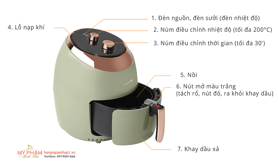 Nồi chiên không dầu Casamom 5.5L - Hàn Quốc