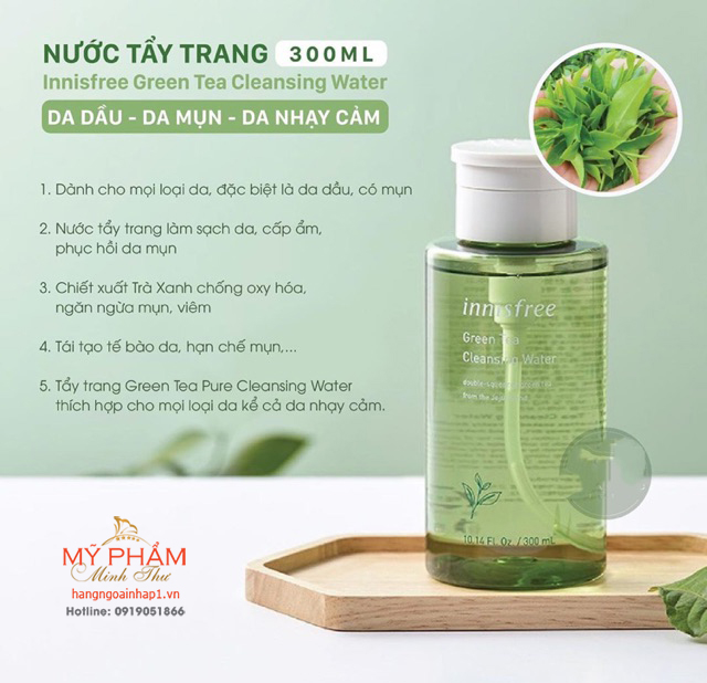 Nước tẩy trang Innisfree trà xanh Cleansing water 300ml - Hàn Quốc