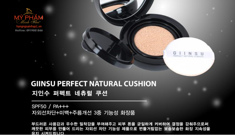 Phấn tươi Cushion Ginsu che phủ hoàn hảo mà vẫn thoáng da, cấp ẩm tốt. Duy trì lớp makeup trong thời gian dài mà không xảy ra hiện tượng xuống tone. Phấn tạo cảm giác da mướt mượt, không gây dính rít. Khả năng kiềm dầu tuyệt đỉnh. Kết cấu mỏng mịn