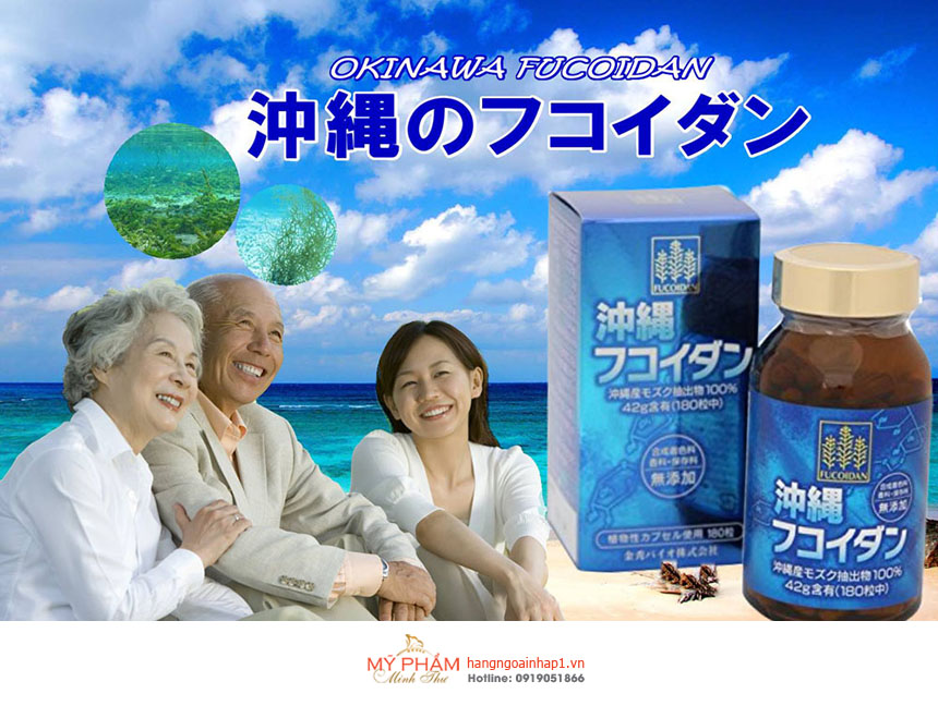 Tảo FUCOIDAN OKINAWA Nhật Bản - 180 viên: Hỗ trợ điều trị ung thư, tăng cường đề kháng, nâng cao sức khỏe, kéo dài tuổi thọ. Kích thích và thúc đẩy quá trình tự chết của các tế bào ung thư. Giảm tác dụng phụ của hóa trị và xạ trị, Giúp thải các độc tố...
