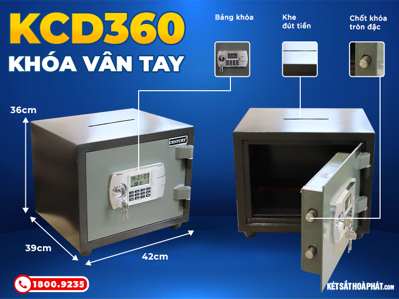 két sắt công đức Century KCD360 khóa điện tử chống cháy