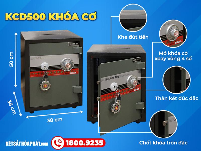 Két sắt có khe bỏ tiền phía trên công đức KCD500