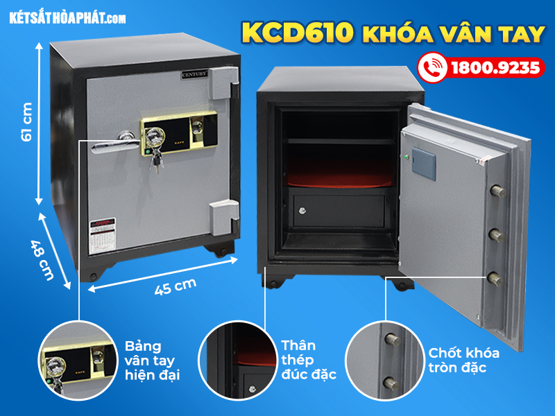 Thông số kỹ thuật két sắt vân tay KCD610 có khe bỏ tiền