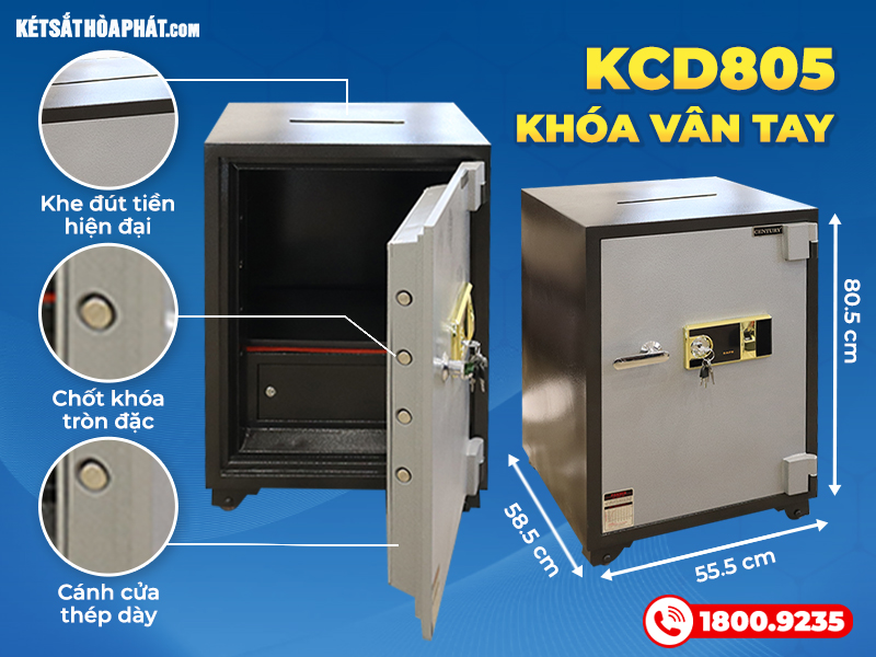 Thông số kỹ thuật két sắt khóa vân tay KCD805